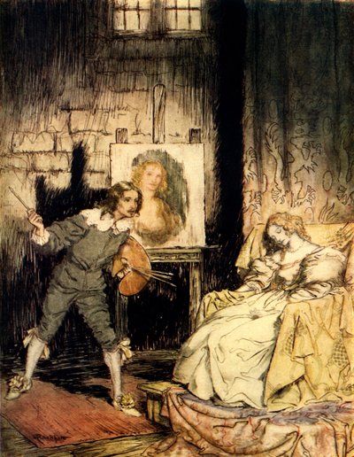 Das ovale Porträt von Edgar Allan Poe von Arthur Rackham